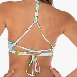 Hurley Tropicana Adjustable Green and Yellow Bikini Top Swimwear